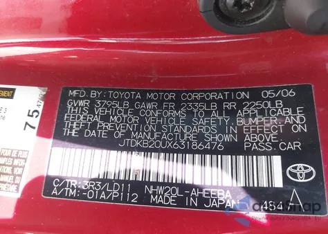 2006 Toyota Prius z USA, uszkodzony, nr VIN JTDKB20UX63186476